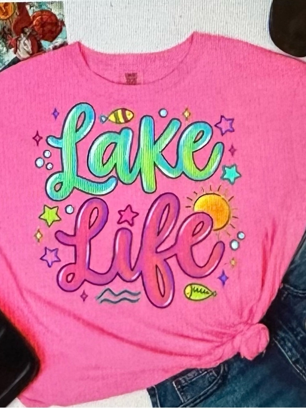 Lake Life Neon Pink Comfort Colors Tshirt 2X 3X Please allow